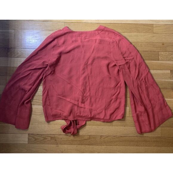 Free People Side Tie Bell Sleeve V-Neck Top Size Small S/P - Picture 5 of 7